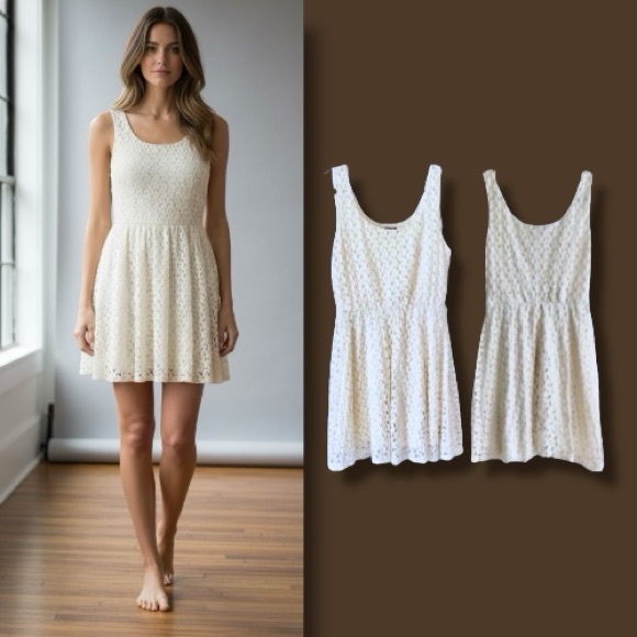 Anthropologie Lily Rose Dress Ivory Lace Fit & Flare Mini Size Small Euro Summer - Picture 6 of 16